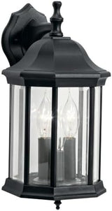 Kichler Chesapeake 14.75" 3 Light Outdoor Wall Light with Clear Beveled Glass in Black | Lumora