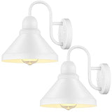 Brightever Gooseneck Outdoor Wall Lanterns, Pack of 2 Exterior Light Fixtures, Anti-Rust Outside Barn Wall Mount Sconces, Waterproof White Patio Wall Lamps for House, Front Door, Bulb Excluded