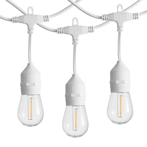 SUNTHIN 50FT White Outdoor String Lights with 16 1W LED Bulbs