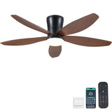 Surtime 48" Ceiling Fans with Lights-Low Profile Ceiling Fan with Light and Remote/APP Control,Flush Mount,LED Dimmable Modern Ceiling Fans for Bedroom,Indoor/Outdoor Patio Use(Brown)
