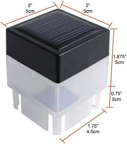 Solar LED Fence Post Cap for Wrought Iron and Aluminum Or Garden, Solar Fence Lights White Light, for Garden, Yard, Pathway 2In X 2In (5cm X 5cm)(Warm Light) 12PC, SN-2019