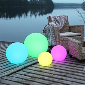16-inch LED Globe Orb Light, Rechargeable Glowing Ball Light w/Remote, Dimmable RGB Color - Outdoor Wall Light | Lumora