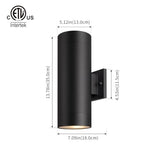 mirrea 14" Modern Outdoor Porch Light in 2 Lights, Matte Black, 2 Pack