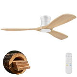 52” Low Profile Wood Ceiling Fans with Lights Remote,Flush Mount,Modern