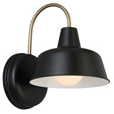 Design House Mason Farmhouse Gooseneck Barn Light, Outdoor Exterior Porch or Patio Wall Light Fixture, Black and Gold, 8 Inch Diameter, 1-Pack, 588285