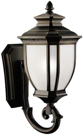 Kichler Salisbury 29" 1 Light Outdoor Wall Light with White Linen Glass in Rubbed Bronze | Lumora