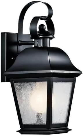 Kichler Mount Vernon 12.5" 1 Light Outdoor Wall Light with Clear Seeded Glass in Black