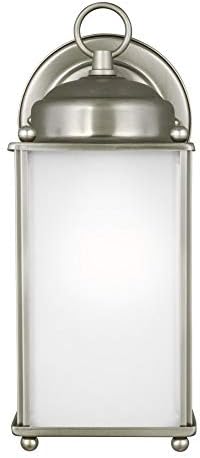 Generation Lighting 8593001-71 New Castle Satin Etched Glass Outdoor Wall Sconce Lighting Fixture, 1-Light 75 Watt, 10" H x 5" W, Antique Bronze