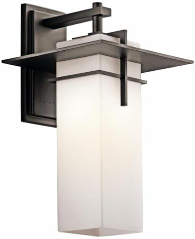 Kichler Caterham 17.5" 1 Light Outdoor Wall Light with Satin Etched Cased Opal Glass in Olde Bronze®