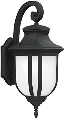 Sea Gull Lighting 8736301EN3-12 Childress One-Light Outdoor Wall Lantern with Glass Panels, Black Finish