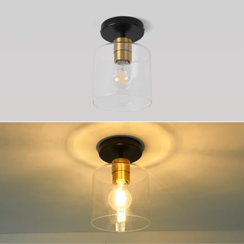 Black Brass Semi Flush Mount Ceiling Light,1 Pack Ceiling Light Fixture