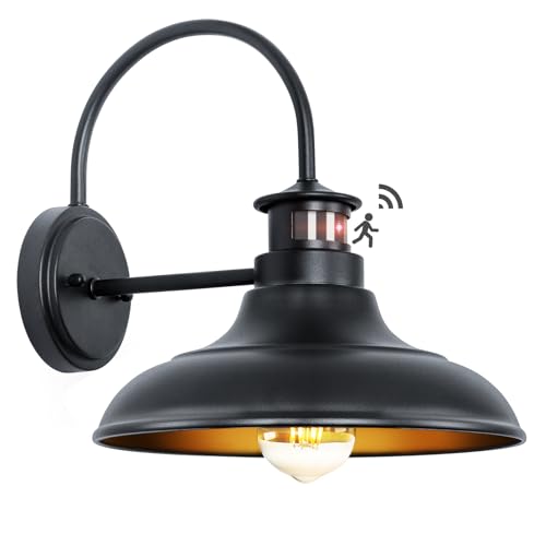 12" Motion Sensor Outdoor Barn Lights, Farmhouse Gooseneck Porch Lights