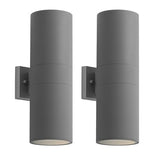mirrea 18" Modern Outdoor Porch Light in 2 Lights, Matte Gray, 2 Pack
