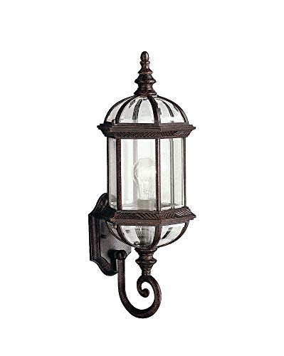 Kichler Barrie 21.75" 1 Light Outdoor Wall Light with Clear Beveled Glass in Tannery Bronze, 8.25 in