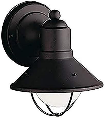 Kichler Seaside 7.5" 1 Light Outdoor Wall Light with Glass Globe Black | Lumora