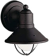 Kichler Seaside 7.5" 1 Light Outdoor Wall Light with Glass Globe Black | Lumora