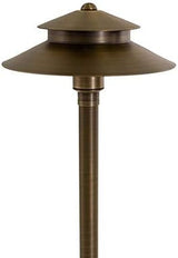 VOLT Stratum 12V Brass 2-Tier Path Light (9" Shade, 25" Tall) for Low Voltage Landscape Lighting on Outdoor | Lumora
