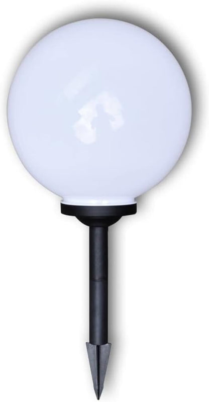 Solar Pathway Lights Outdoor, 2 Pack White Glossy Spherical LED Garden Decor, Cool White Modern Landscape Lighting for Patio, Yard, Walkway, 1.2V AAA NiMH Rechargeable