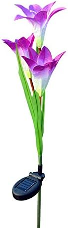 Outdoor Solar Flower Garden Stake Lights (2 Pack) Garden Lilly Flowers Multi Color LED Light Changing White and Purple Indoor-Outdoor