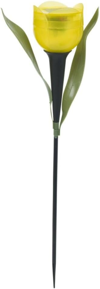anso 6pcs Garden Tulip Flower Shape LED Solar Powered Lights Outdoor Yard Standing Decors (Yellow)