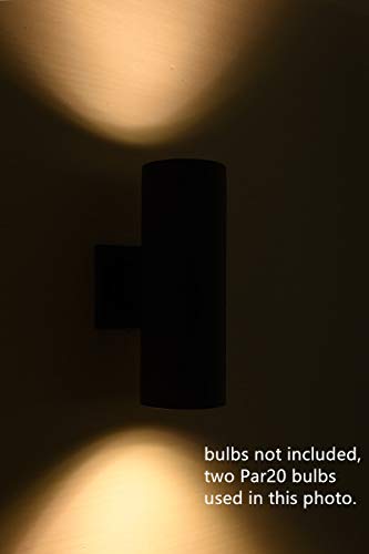 mirrea 12" Modern Outdoor Porch Light in 2 Lights, Matte Black, 2 Pack