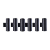 mirrea Modern Outdoor Porch Light Patio Light in 2 Lights with Matte Black Aluminum Cylinder and Tempered Glass Cover Waterproof Wall Sconce 6 Pack