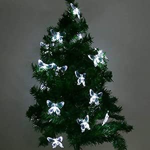 Solar String Lights, Waterproof 16ft 20LED Butterfly Christmas Fairy Lights Decorative Lighting for Home Party Wedding Patio Garden Porch Balcony (White)