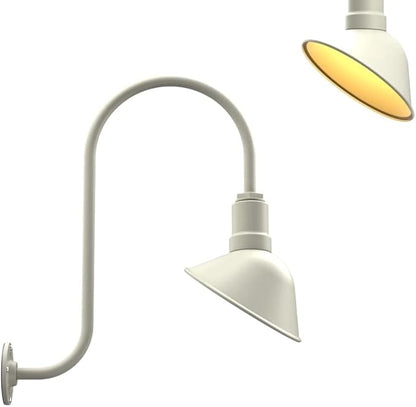 Steel Lighting Co. Venice Store Sign Light | for Outdoor Restaurant Accent Wall | 9 inch Dome | Upward Sloping Gooseneck | Made in America | Cream Exterior/Brass Interior