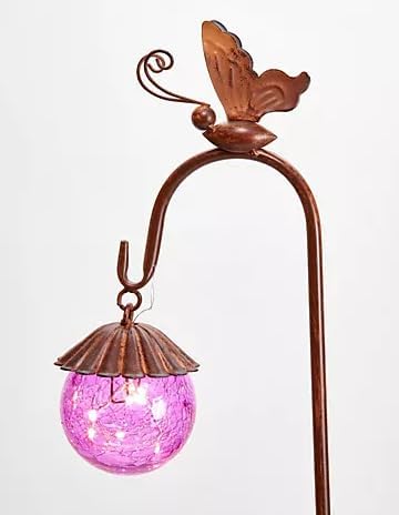 Ultimate Innovations Solar Metal & Glass Ball Pathway Lights (Pink)