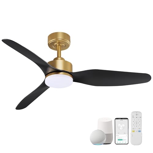 48 Inch Smart Ceiling Fans with Lights Remote,Outdoor Indoor,Gold and Black
