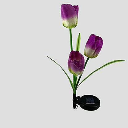 Solar Tulip Lights Outdoor Garden, Flowers Waterproof Solar Powered Stake Lights LED Decorative Landscape Lights for Garden, Patio, Yard, Lawn, Pathway, Backyard Decoration, Purple