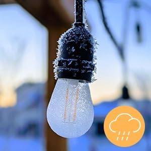 Outdoor String Lights LED 48FT Commercial Grade Heavy Duty with 16 2700K LED S14 Shatterproof Plastic Edison Bulb for Patio Back Yard Porch Party Decor