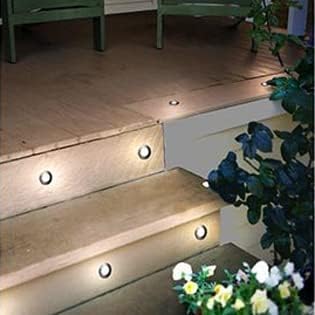 Deck Lights Outdoor Waterproof Low Voltage Lighting Kit Stainless Steel 1W Outdoor Yard Garden Decoration Lamps Landscape Pathway Patio Step Stairs Black Border(10pcs,Cool White)