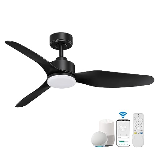 48" Smart Ceiling Fans with Lights Remote,Outdoor Indoor,Black,Easy Install