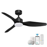 48" Smart Ceiling Fans with Lights Remote,Outdoor Indoor,Black,Easy Install