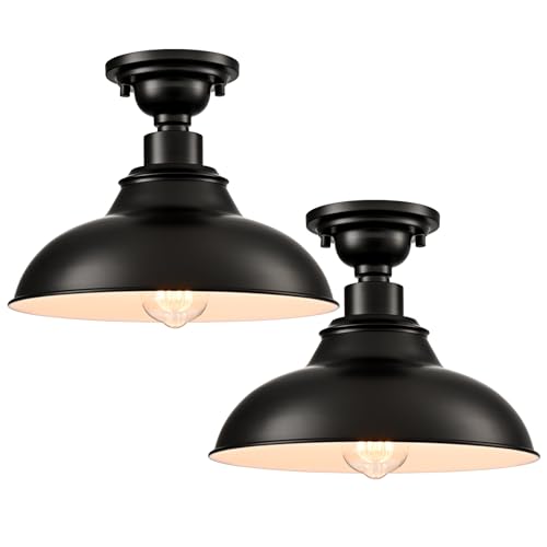 SAMTEEN Farmhouse Black Semi Flush Mount Light 2 Pack