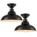 SAMTEEN Farmhouse Black Semi Flush Mount Light 2 Pack
