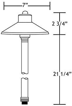 VOLT Flat Hat 12V Copper Path Light (7" Shade, 24" Tall) for Low Voltage Landscape Lighting on Outdoor Pathway, Walkway, Garden, Driveway or Patio