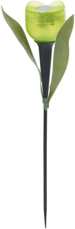 anso 6pcs Garden Tulip Flower Shape LED Solar Powered Lights Outdoor Yard Standing Decors (Green) | Lumora