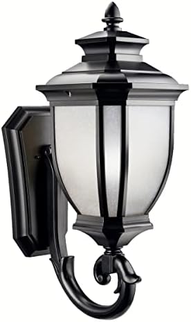 Kichler Salisbury 29" 1 Light Outdoor Wall Light with White Linen Glass in Black