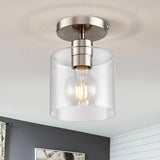 Brushed Nickel Semi Flush Mount Ceiling Light,Modern Ceiling Light Fixture for Closet Hallway Entryway Fixture Brushed Nickel Finish 1 Pack