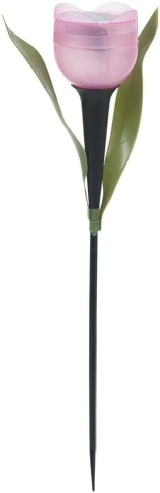 anso 6pcs Garden Tulip Flower Shape LED Solar Powered Lights Outdoor Yard Standing Decors (Pink)