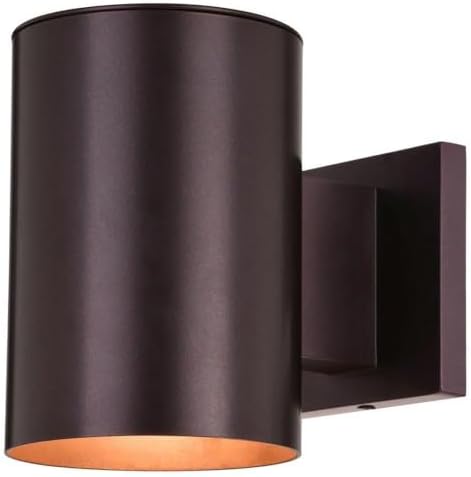VAXCEL Chiasso Modern Outdoor Porch Light, 5" W x 7.25" H Deep Bronze Cylinder Wall Sconce, Waterproof Dark Sky Wall Light for Porch, Patio, Deck, or Front Door