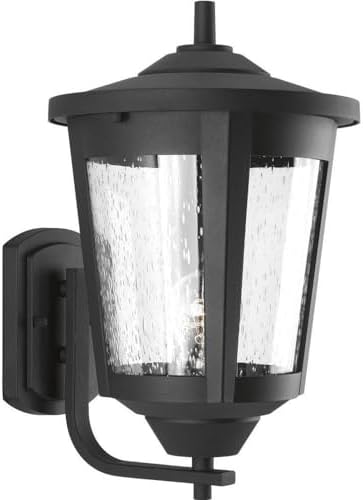 Progress Lighting East Haven Collection 1-Light Clear Seeded Glass Transitional Outdoor Large Wall Lantern Light | Lumora
