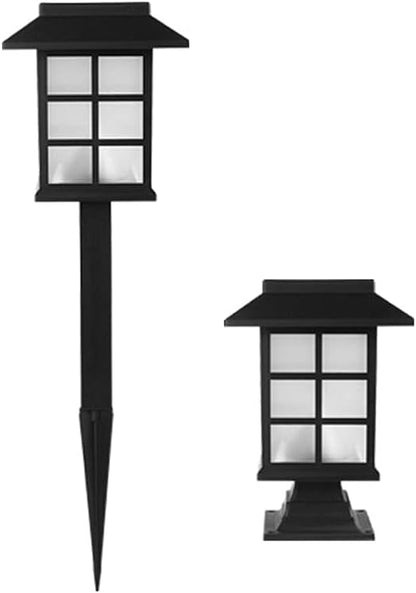 Outdoor Table Column Lantern Solar Pathway Light, 2pcs IP65 Garden Landscape Lawn Lamp Waterproof Deck Yard Pedestal Lights, Gate Pillar Lighting Fixture Doorpost Lamps