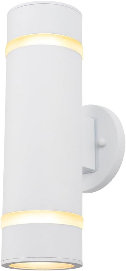 Cerdeco Modern Porch Light Outdoor Wall Lighting Cylinder Wall Sconce White Finished