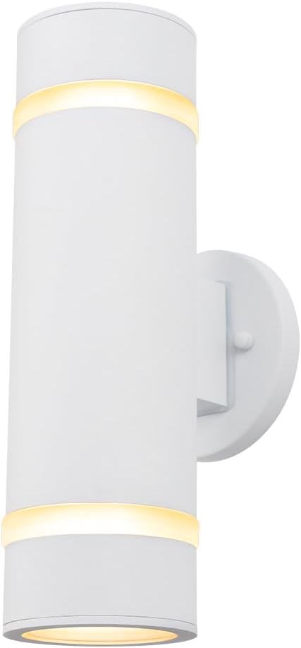 Cerdeco Modern Porch Light Outdoor Wall Lighting Cylinder Wall Sconce White Finished | Lumora