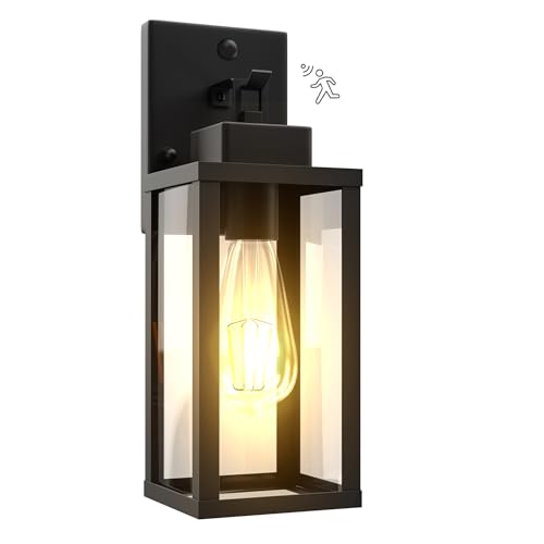 14.6 Inch Motion Sensor Dawn to Dusk Outdoor Sensor Light Fixture Anti-Rust Exterior Wall Lighting Waterproof Outdoor Wall Lantern for Porch Patio Front Door Garage