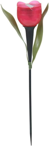 anso 6pcs Garden Tulip Flower Shape LED Solar Powered Lights Outdoor Yard Standing Decors (Red) | Lumora