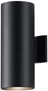 Kichler Cylinders 15" 2-Light Outdoor Cylinder Wall Sconce in Black, (15" H x 5.75" W), 9246BK | Lumora